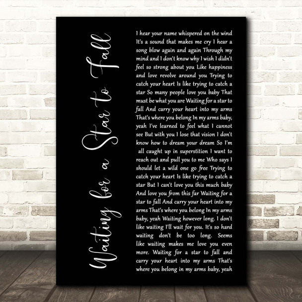 Boy Meets Girl Waiting for a Star to Fall Black Script Song Lyric Print