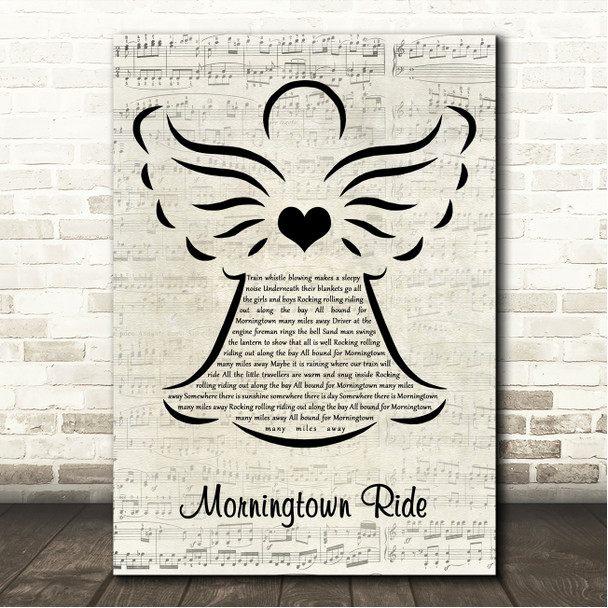 The Seekers Morningtown Ride Music Script Angel Song Lyric Wall Art Canvas Framed Print