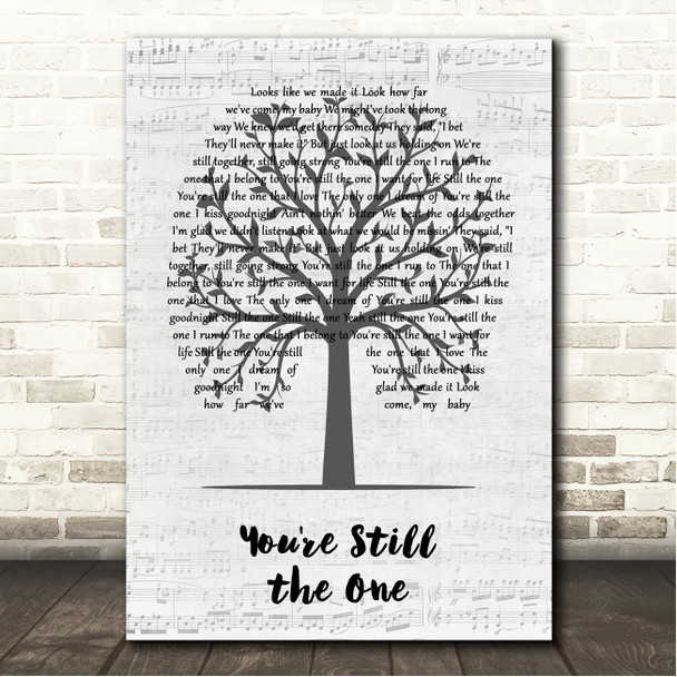 Teddy Swims You're Still the One Music Script Tree Song Lyric Wall Art Canvas Framed Print