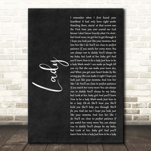 Brett Young Lady Black Script Song Lyric Print