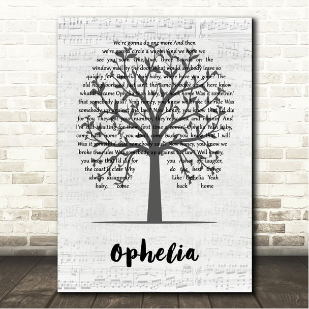 The Band Ophelia Music Script Tree Song Lyric Wall Art Canvas Framed Print