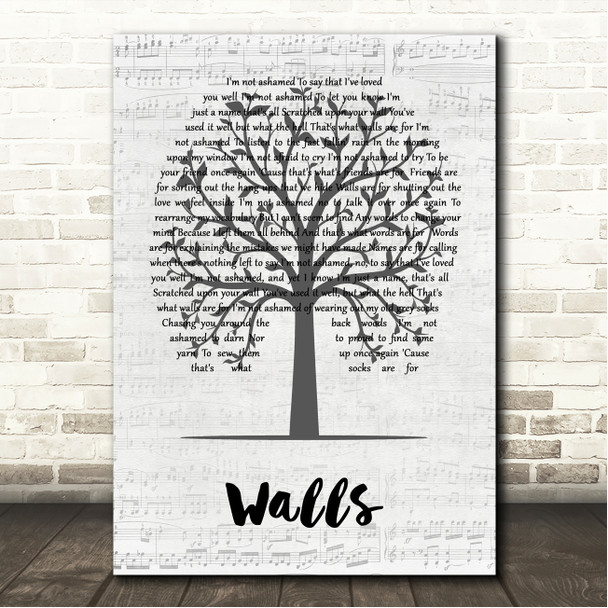 Tony Rice Walls Music Script Tree Song Lyric Wall Art Canvas Framed Print