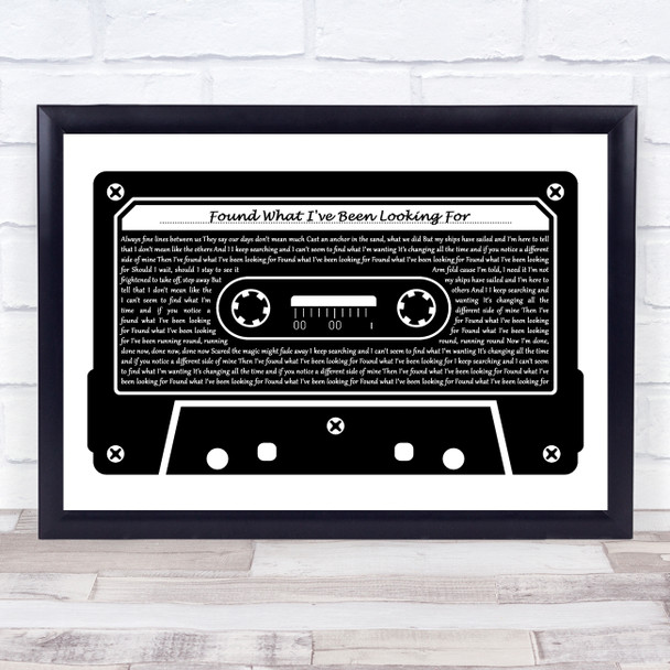 Tom Grennan Found What I've Been Looking For Black & White Music Cassette Tape Song Lyric Music Art Print