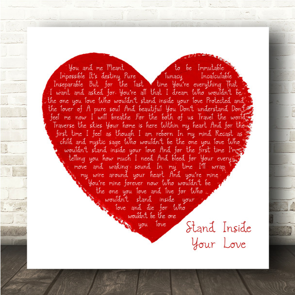 The Smashing Pumpkins Stand Inside Your Love Painted Red Heart Square Song Lyric Wall Art Canvas Framed Print