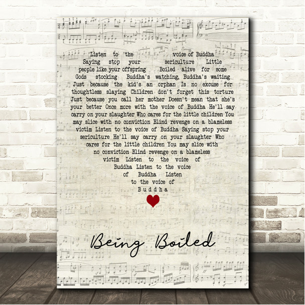 The Human League Being Boiled Script Heart Song Lyric Wall Art Canvas Framed Print