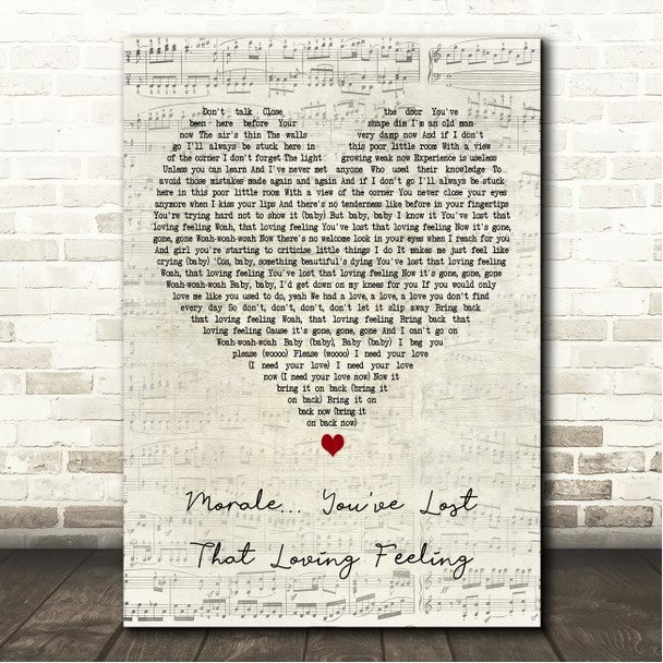 The Human League Morale... Youve Lost That Loving Feeling Script Heart Song Lyric Wall Art Canvas Framed Print