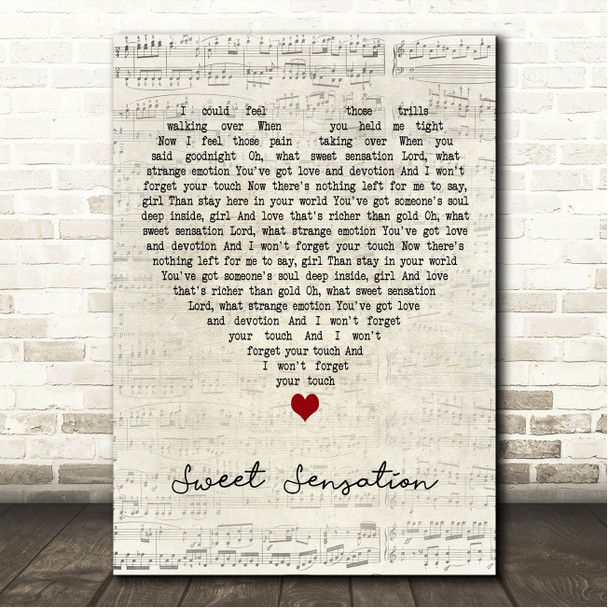 The Melodians Sweet Sensation Script Heart Song Lyric Wall Art Canvas Framed Print