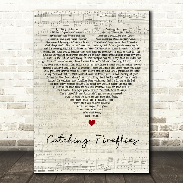The Revivalists Catching Fireflies Script Heart Song Lyric Wall Art Canvas Framed Print