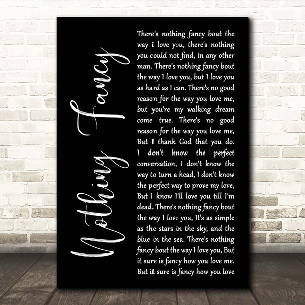 Dave Barnes Nothing Fancy Black Script Song Lyric Print