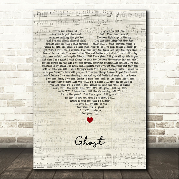 Tom MacDonald Ghost Script Heart Song Lyric Wall Art Canvas Framed Print