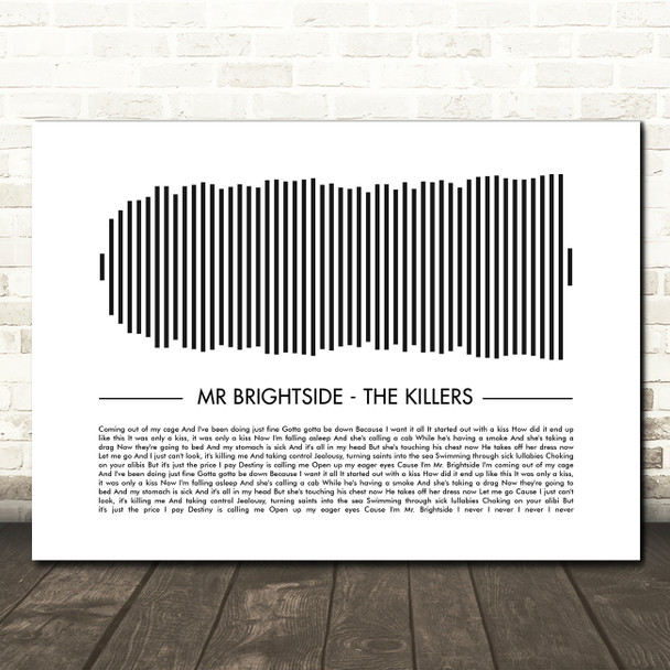 The Killers Mr Brightside Sound Wave Minimal Song Lyric Wall Art Canvas Framed Print