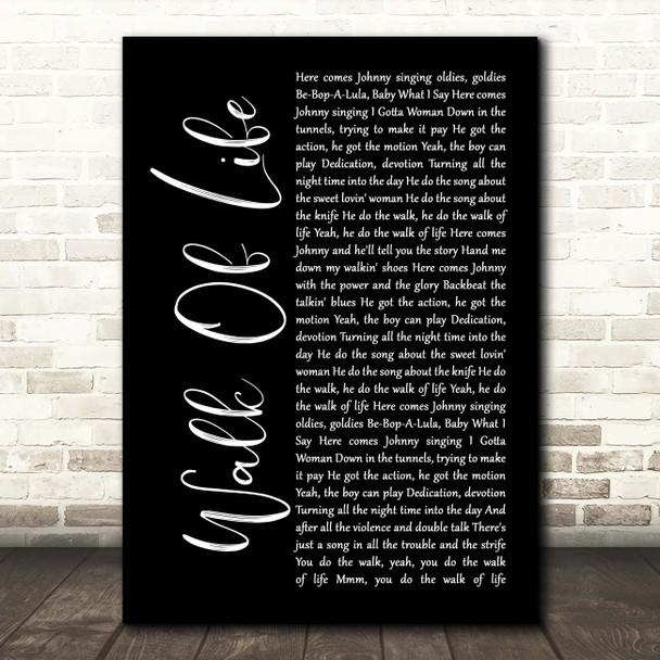 Dire Straits Walk Of Life Black Script Song Lyric Print