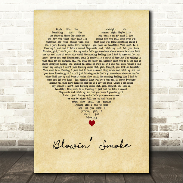 Teddy Swims Blowin Smoke Vintage Heart Song Lyric Wall Art Canvas Framed Print