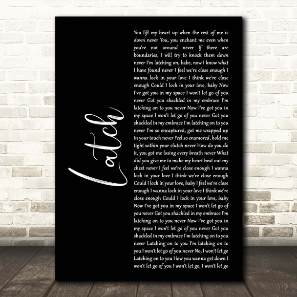 Disclosure Latch Black Script Song Lyric Print