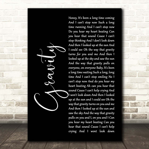 Embrace Gravity Black Script Song Lyric Print