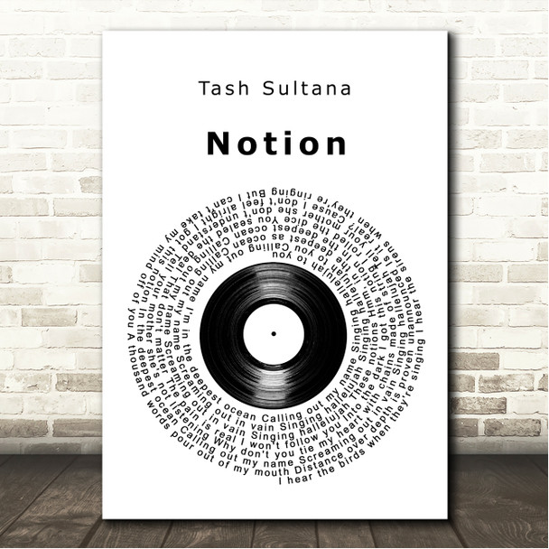 Tash Sultana Notion Vinyl Record Song Lyric Wall Art Canvas Framed Print