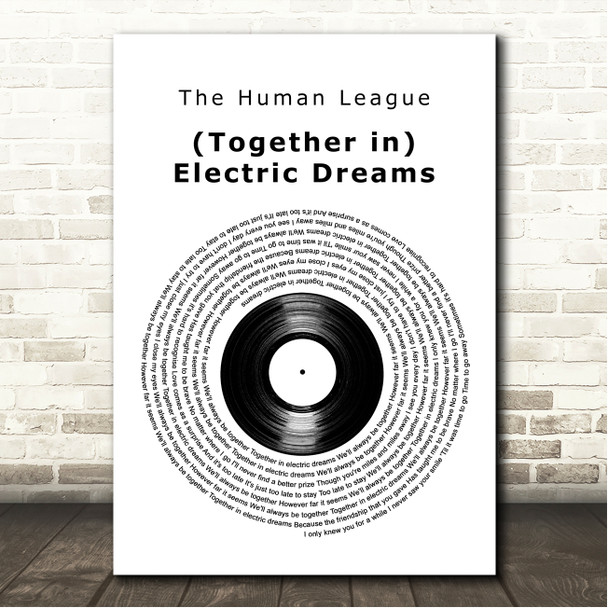 The Human League (Together in) Electric Dreams Vinyl Record Song Lyric Wall Art Canvas Framed Print