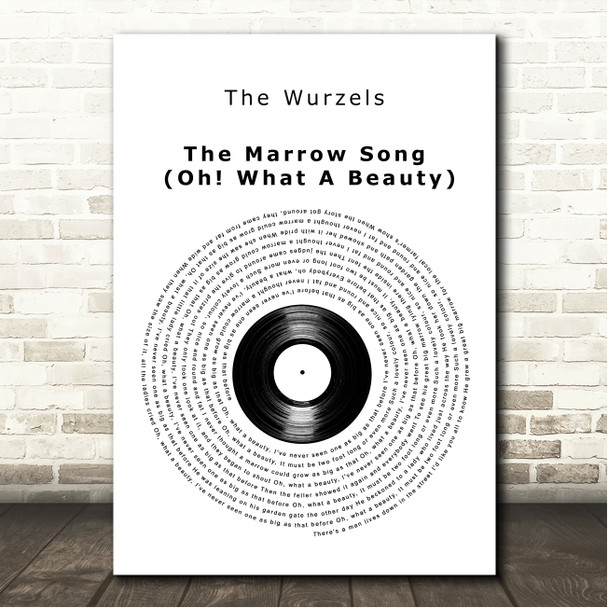 The Wurzels The Marrow Song (Oh! What A Beauty) Vinyl Record Song Lyric Wall Art Canvas Framed Print