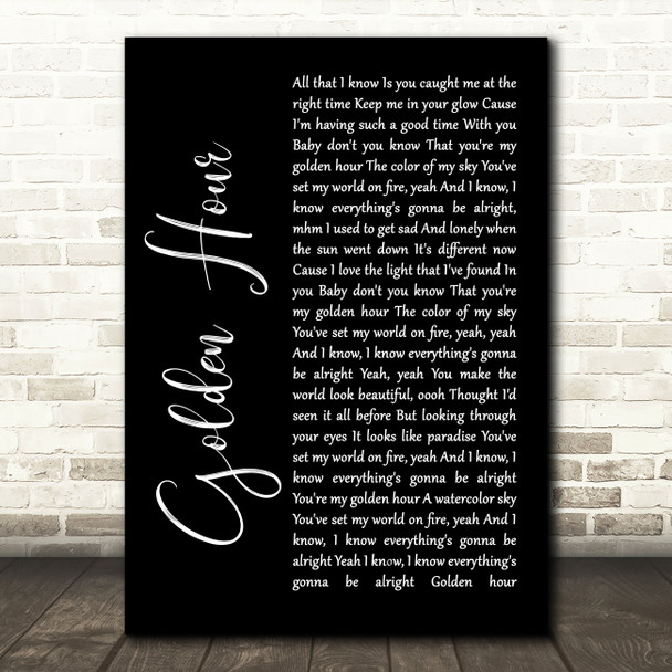Kacey Musgraves Golden Hour Black Script Song Lyric Wall Art Print