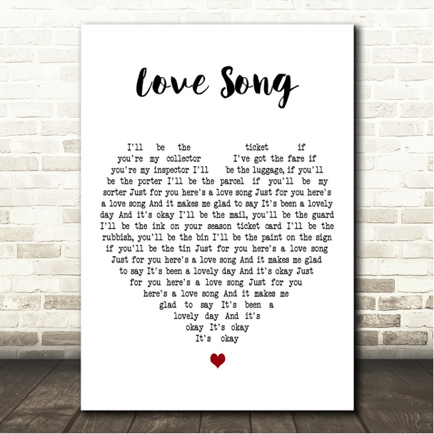 The Damned Love Song White Heart Song Lyric Wall Art Canvas Framed Print