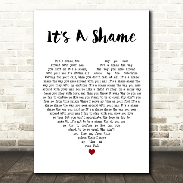 The Spinners Its A Shame White Heart Song Lyric Wall Art Canvas Framed Print