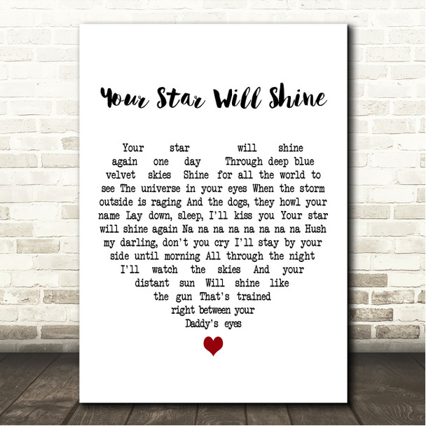 The Stone Roses Your Star Will Shine White Heart Song Lyric Wall Art Canvas Framed Print