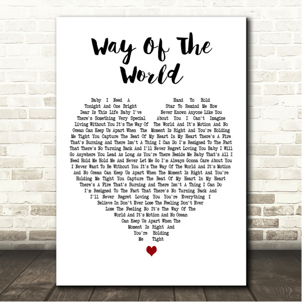 Tina Turner Way Of The World White Heart Song Lyric Wall Art Canvas Framed Print