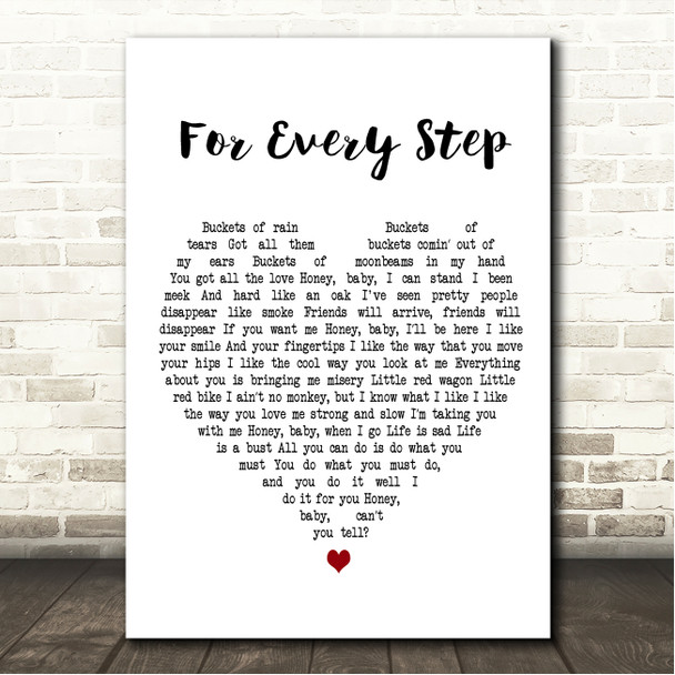 Tommy Körberg For Every Step White Heart Song Lyric Wall Art Canvas Framed Print