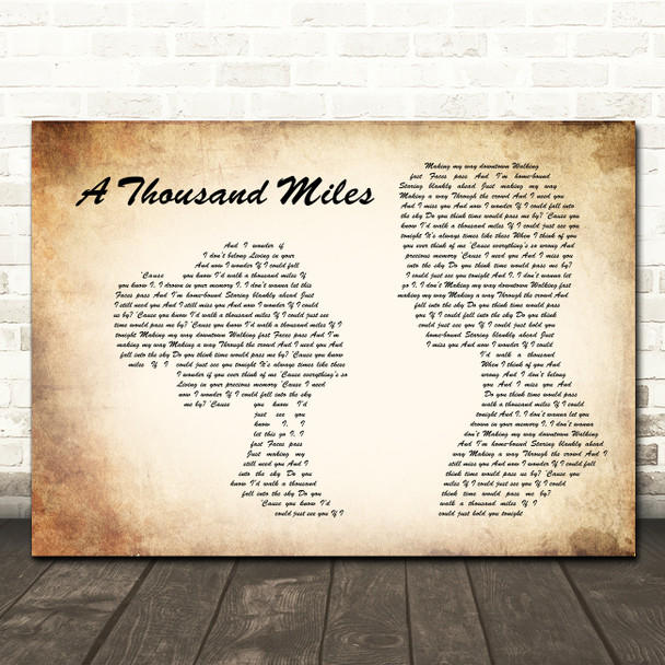 Vanessa Carlton A Thousand Miles Man Lady Couple Song Lyric Wall Art Canvas Framed Print