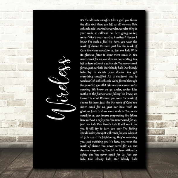 Within temptation Wireless Black Script Song Lyric Wall Art Canvas Framed Print