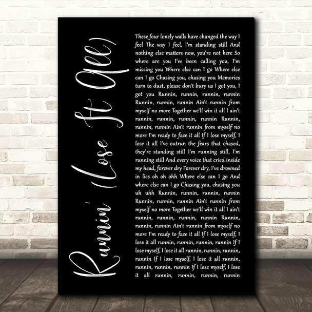 Naughty Boy Runnin' (Lose It All) Black Script Song Lyric Wall Art Print