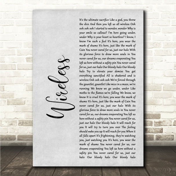 Within temptation Wireless Grey Rustic Script Song Lyric Wall Art Canvas Framed Print