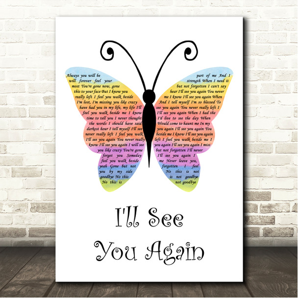 Westlife I'll See You Again Rainbow Butterfly Song Lyric Wall Art Canvas Framed Print
