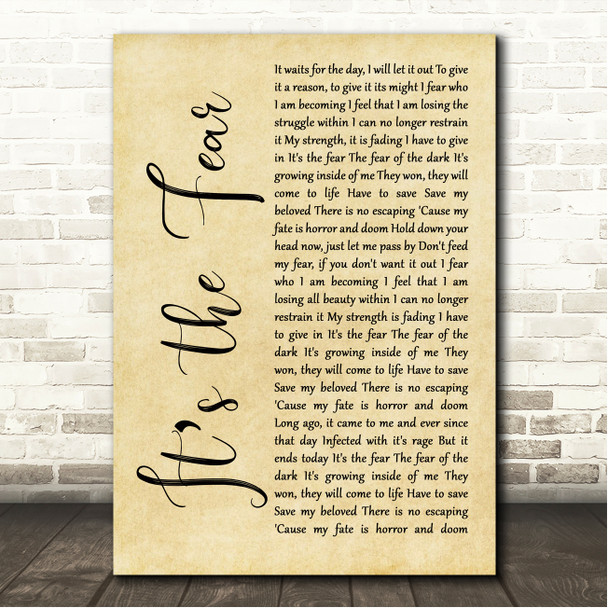 Within Temptation Its the Fear Rustic Script Song Lyric Wall Art Canvas Framed Print