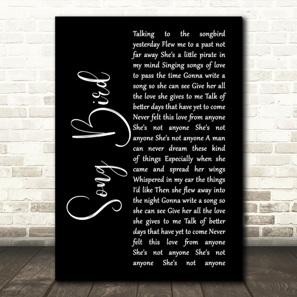 Oasis Songbird Black Script Song Lyric Wall Art Print