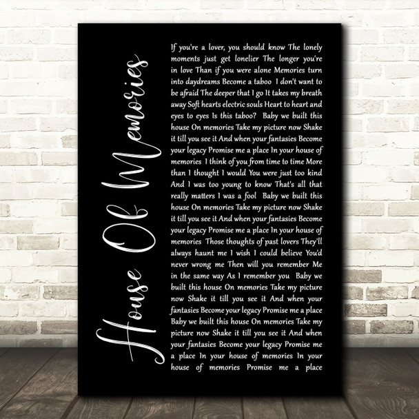 Panic! At The Disco House Of Memories Black Script Song Lyric Wall Art Print