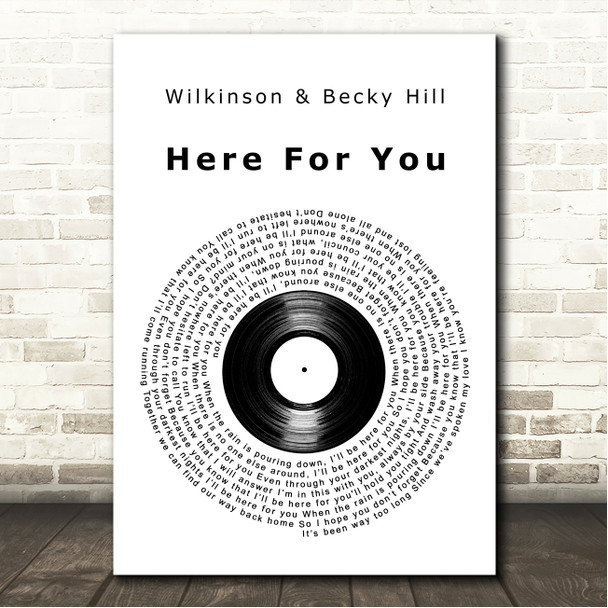 Wilkinson & Becky Hill Here For You Vinyl Record Song Lyric Wall Art Canvas Framed Print