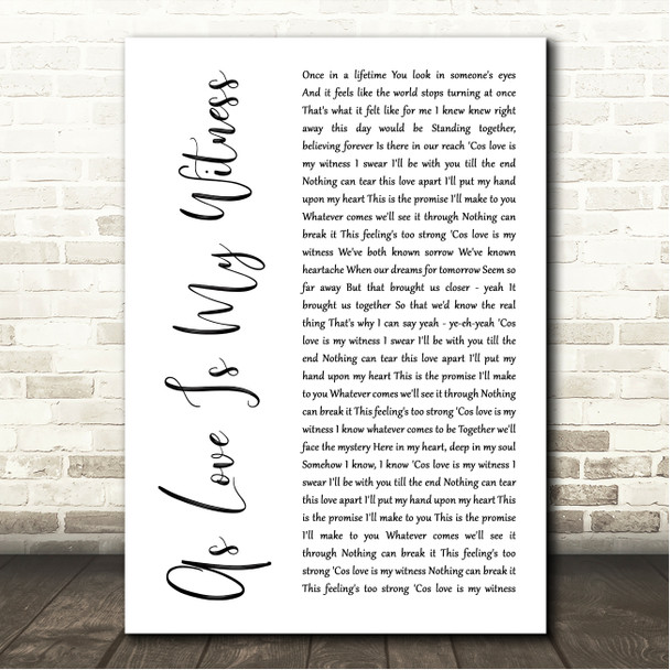Westlife As Love Is My Witness White Script Song Lyric Wall Art Canvas Framed Print