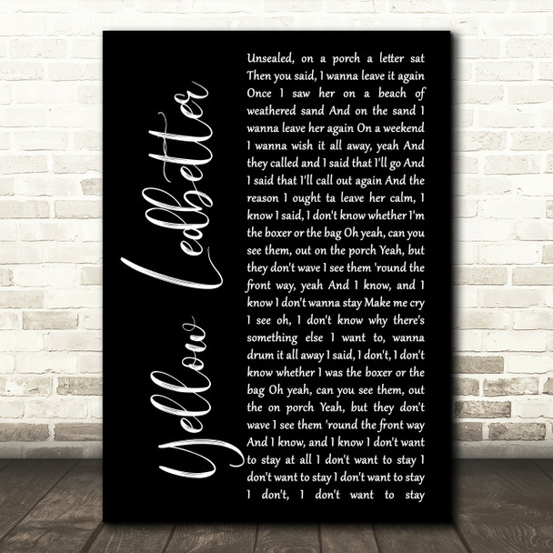 Pearl Jam Yellow Ledbetter Black Script Song Lyric Wall Art Print