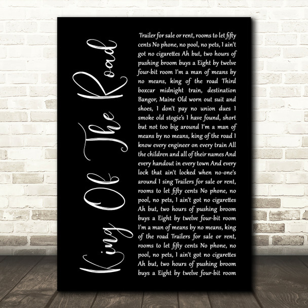 Roger Miller King Of The Road Black Script Song Lyric Wall Art Print