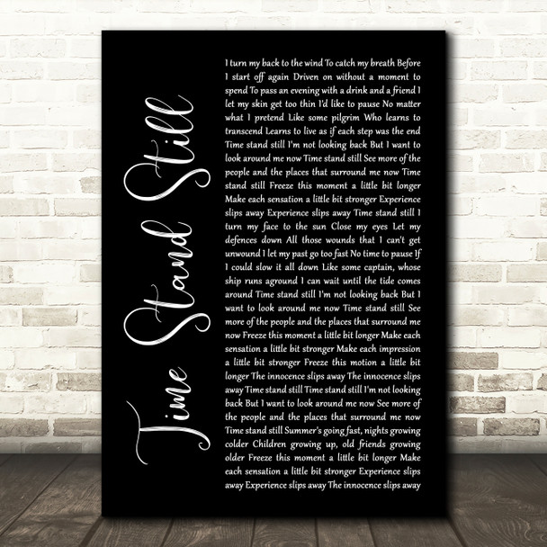Rush Time Stand Still Black Script Song Lyric Wall Art Print