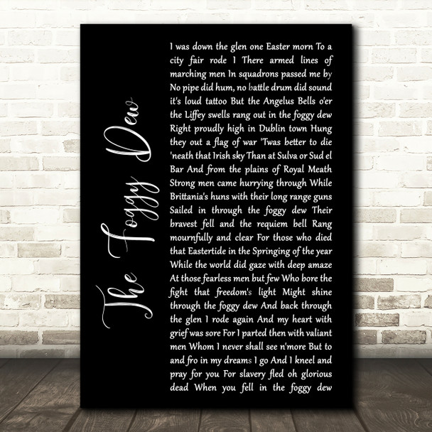 The Chieftains The Foggy Dew Black Script Song Lyric Wall Art Print