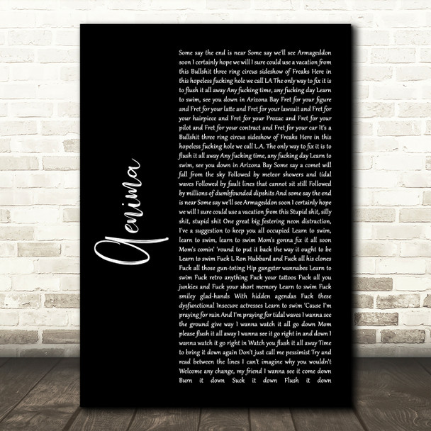Tool Aenima Black Script Song Lyric Wall Art Print