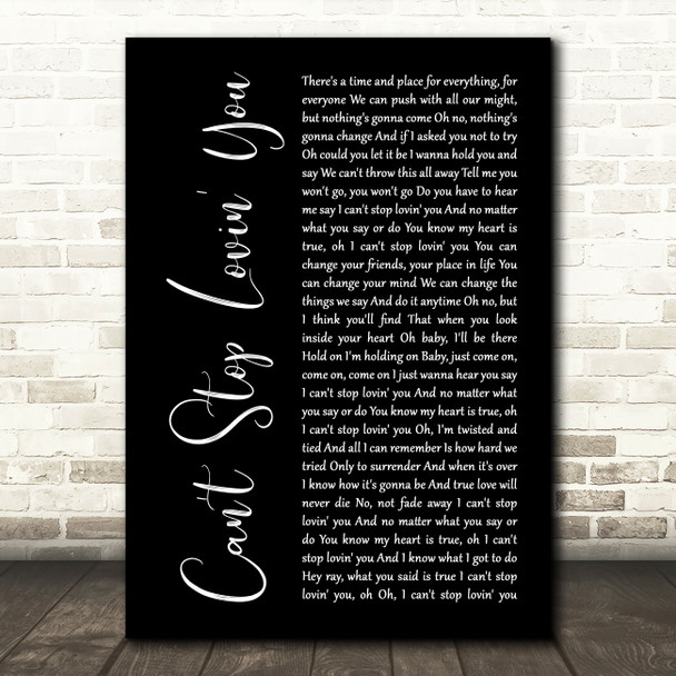 Van Halen Can't Stop Lovin' You Black Script Song Lyric Wall Art Print