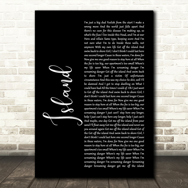 Coheed And Cambria Island Black Script Song Lyric Wall Art Print