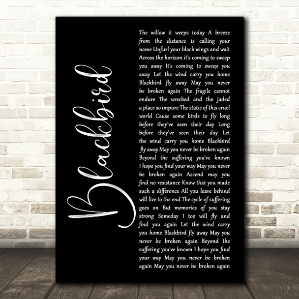 Alter Bridge Blackbird Black Script Song Lyric Wall Art Print