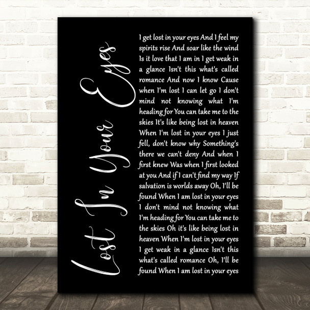 Debbie Gibson Lost In Your Eyes Black Script Song Lyric Wall Art Print