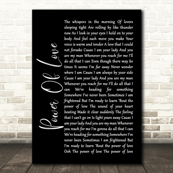 Jennifer Rush Power Of Love Black Script Song Lyric Wall Art Print