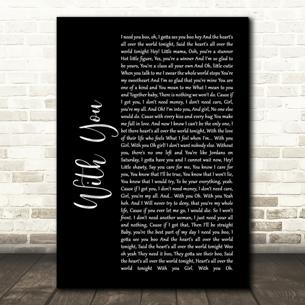 Chris Brown With You Black Script Song Lyric Quote Print