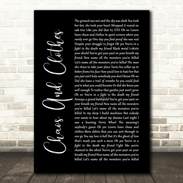 Jason Isbell And The 400 Unit Chaos And Clothes Black Script Song Lyric Print